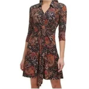 Tommy Hilfiger Paisley Wrap-Style Dress – Size 12